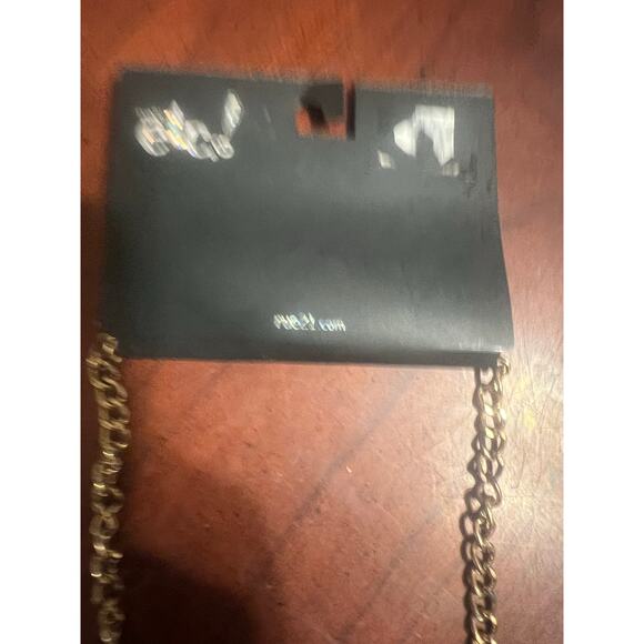 NWT SYGA Noble Stone Necklace Chain Blue on Blue with Clear Stones.  Elegant - Picture 5 of 6